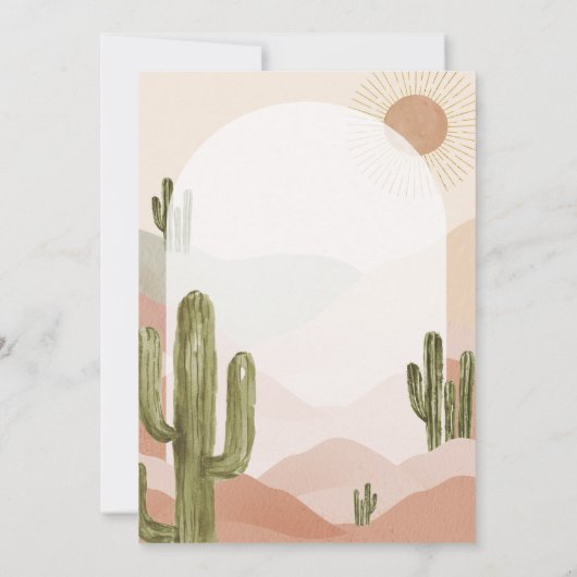 Boho Cactus Dessert Hij of Zij Geslacht Onthullen Kaart (Achterkant)