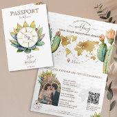 Boho Cactus Destination Wedding Passport QR-code
