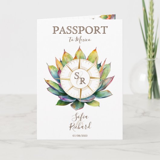 Boho Cactus Destination Wedding Passport QR-code (Voorkant)