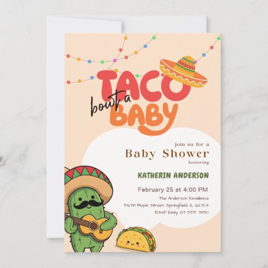 Boho Cactus Fiesta Taco Over een Baby Shower Kaart (Voorkant)