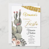 Boho Cactus Final Fiesta Bridal Shower Invitation Kaart (Voorkant)