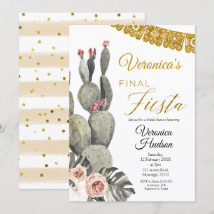 Boho Cactus Final Fiesta Bridal Shower Invitation Kaart