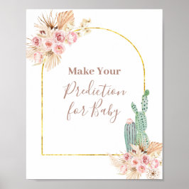 Boho Cactus Floral Predications for baby Poster