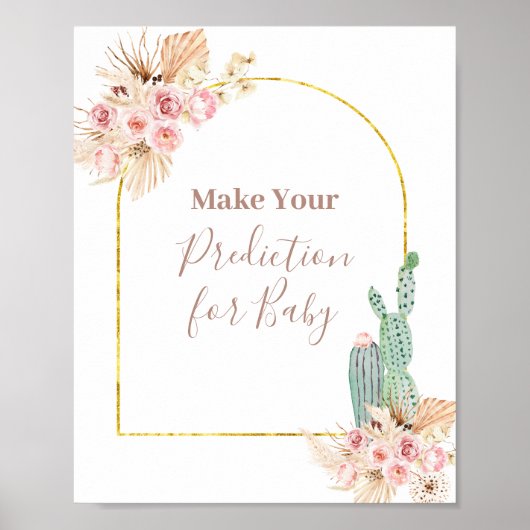 Boho Cactus Floral Predications for baby Poster (Voorkant)