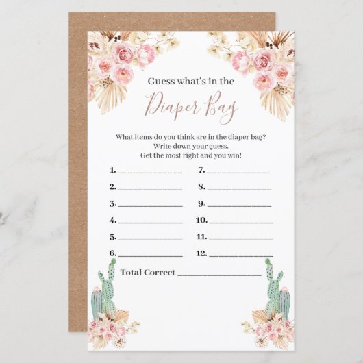 Boho Cactus Floral raad eens wat er in de luierzak (Voorkant / Achterkant)