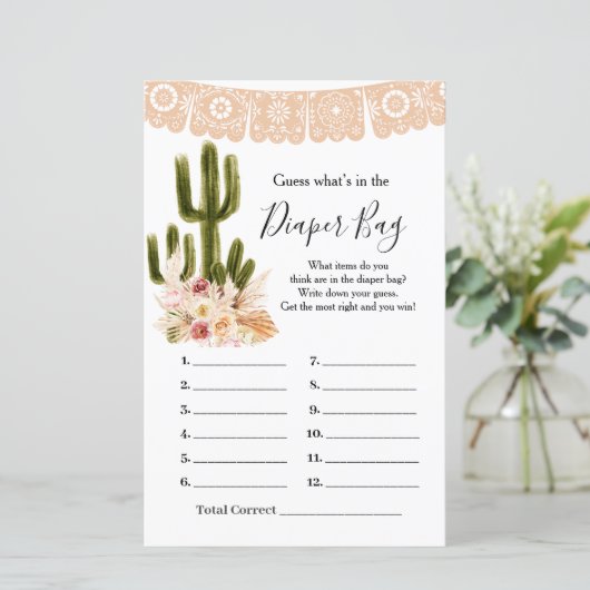 Boho Cactus Floral raad eens wat er in de luierzak (Staand voorkant)