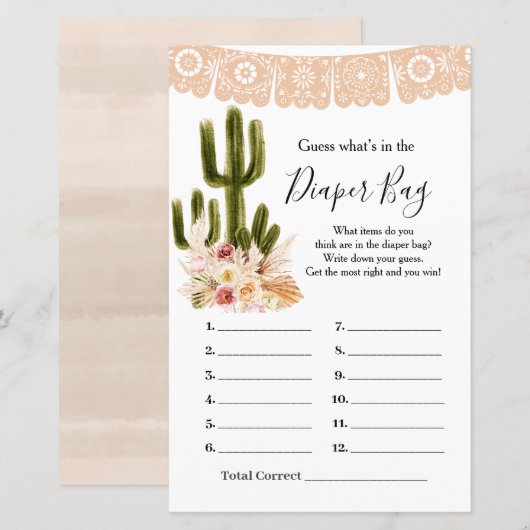 Boho Cactus Floral raad eens wat er in de luierzak (Voorkant / Achterkant)