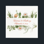 Boho Cactus Floral Rustic Servet<br><div class="desc">Boho cactus met bloemaccenten personaliseerde een script in naam en datum dat perfect is voor je vrijgezellenfeest,  repetitief diner of huwelijksreceptie. Ik hou van de gedempte waterverf groen en bloemen. Zo . Pas dit aan met uw namen en de datum. Absoluut mooi.</div>