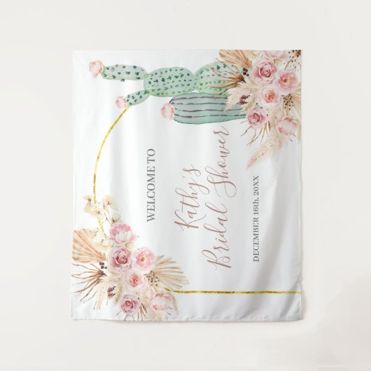 Boho Cactus Floral Vrijgezellenfeest Sign Tapestry Wandkleed (Voorkant)