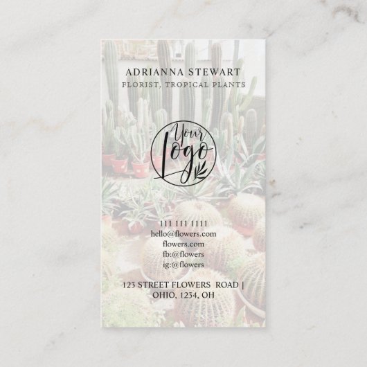 Boho cactus foto logo landschapsontwerper visitekaartje (Achterkant)