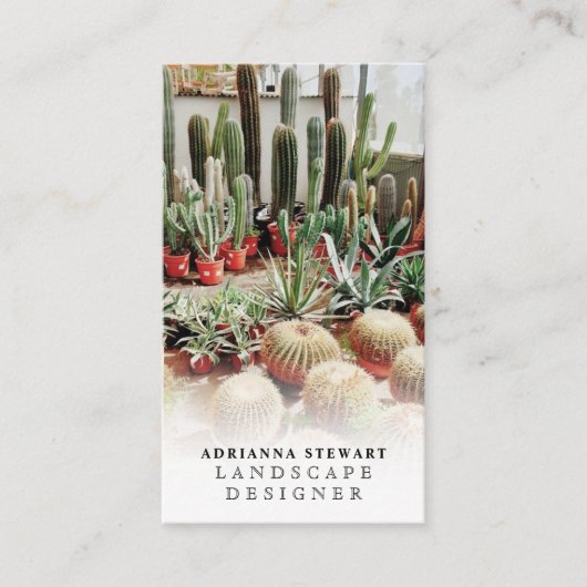 Boho cactus foto logo landschapsontwerper visitekaartje (Voorkant)