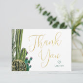 Boho Cactus Gepersonaliseerde Dank je Bedankkaart (Staand voorkant)