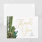 Boho Cactus Gepersonaliseerde Dank je Bedankkaart (Voorkant / Achterkant)