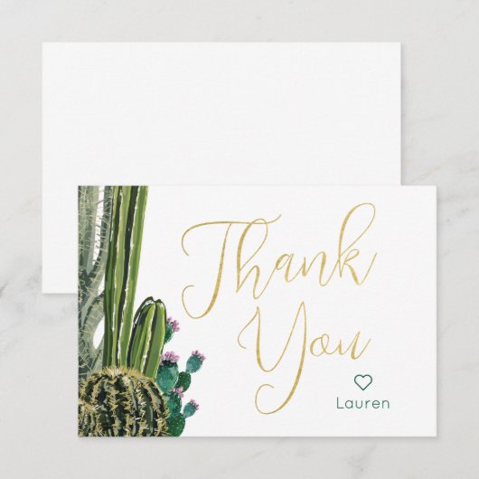 Boho Cactus Gepersonaliseerde Dank je Bedankkaart (Voorkant / Achterkant)