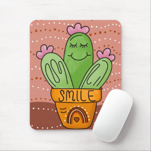 Boho Cactus Glimlach Schattigee Regenboog Muismat