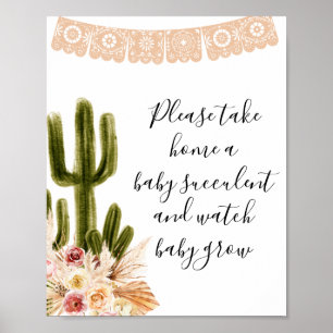 Boho Cactus Gold Neem een Baby Succulent Poster