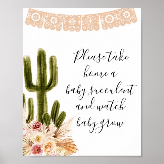 Boho Cactus Gold Neem een Baby Succulent Poster (Voorkant)