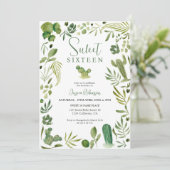 Boho cactus groene tropische woestijn Sweet 16 Kaart (Staand voorkant)