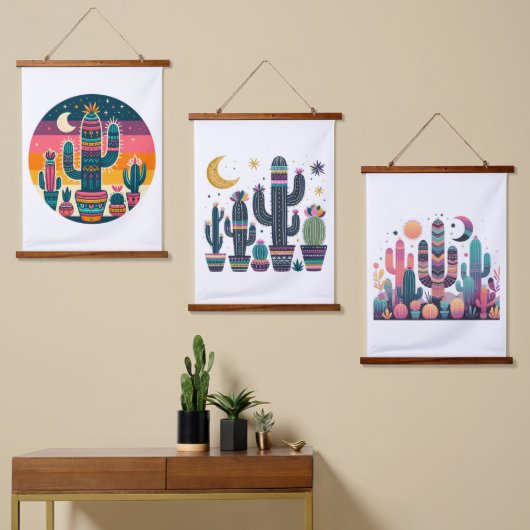 Boho Cactus Hangend Wandkleed (Asymmetrisch)