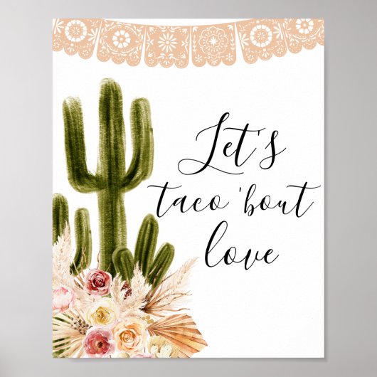 Boho Cactus Let's Taco's over liefdesbordje Poster (Voorkant)