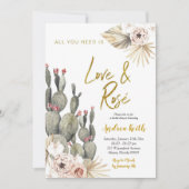 Boho Cactus Liefde en Rosé Vrijgezellenfeest Kaart (Voorkant)