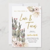 Boho Cactus Love and Tacos Vrijgezellenfeest Invit Kaart (Voorkant)