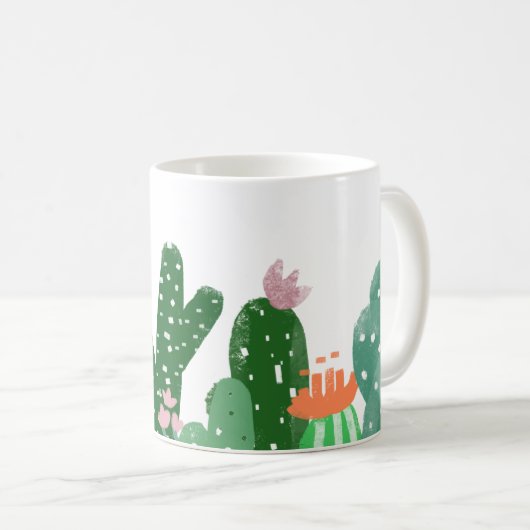 Boho Cactus Painting in Green Personalized Koffiemok (Voorkant rechts)