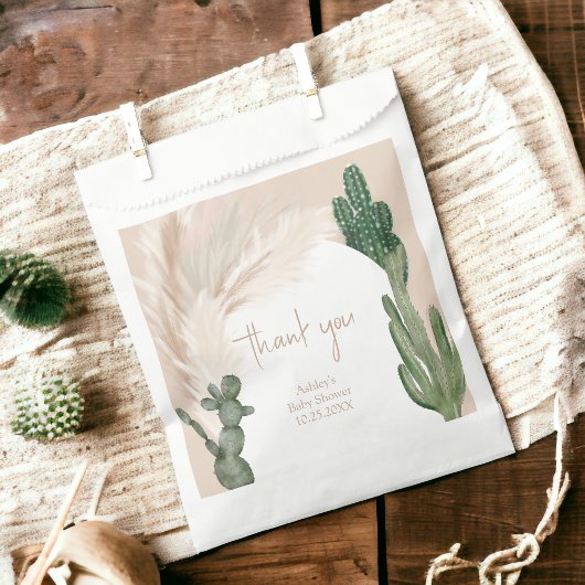 Boho cactus pampas arch baby shower bedankzakje