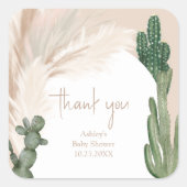 Boho cactus pampas arch baby shower vierkante sticker (Voorkant)