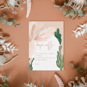 Boho cactus pampas arch diaper raffinage baby informatiekaartje