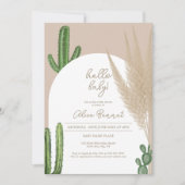 Boho cactus pampas arch hallo baby shower kaart (Voorkant)
