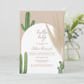 Boho cactus pampas arch hallo baby shower kaart (Staand voorkant)