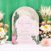 Boho cactus pampas arch hallo baby shower kaart