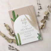 Boho cactus pampas arch hallo baby shower kaart