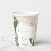 Boho cactus pampas arch hallo baby shower papieren bekers (Voorkant)