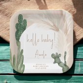 Boho cactus pampas arch hallo baby shower papieren bordje