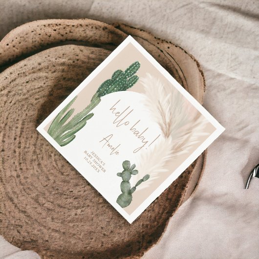 Boho cactus pampas arch hallo baby shower servet