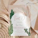 Boho cactus pampas boog aardetoon Sweet 16 Kaart<br><div class="desc">Tropische Boho woestijn groene cactus en pampasgras Sweet 16 verjaardagsfeestje uitnodigen met wilde cactussen,  pampas waterverf,  boogvormig met gedempte aardetinten met licht beige en terracotta kleuren.</div>