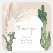 Boho cactus pampas boog bruidsdouche  vierkante sticker (Voorkant)