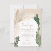 Boho cactus pampas boog bruidsfeest  bedankkaart (Voorkant)