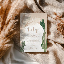 Boho cactus pampas boog bruidsfeest bedankkaart