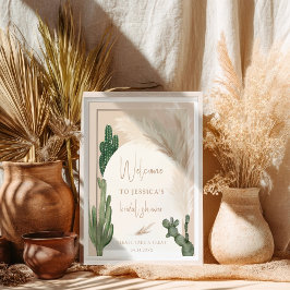 Boho cactus pampas boog welkom vrijgezellenfeest poster