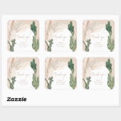 Boho cactus pampas boog woestijn bruidsfeest  vierkante sticker (Vel)
