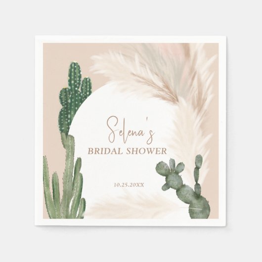 Boho cactus pampas boog woestijn bruiloft feest servet (Voorkant)