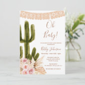 Boho Cactus Pampas Grass Baby shower Kaart (Staand voorkant)
