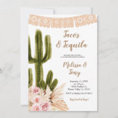 Boho Cactus Pampas Grass Couples Shower Invitatio Kaart (Voorkant)