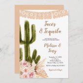 Boho Cactus Pampas Grass Couples Shower Invitatio Kaart (Voorkant / Achterkant)