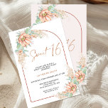 Boho Cactus Pampas Grass Sweet 16 Verjaardag Kaart<br><div class="desc">Boho Cactus Pampas Grass Sweet 16 Birthday Invitation Bohemian geïnspireerde lieve 16 verjaardagsuitnodiging met twee bloeiende cactus bloemstukken met pampasgras,  een modern kalligrafie afbeelding als een kop in een faux roos gouden textuur en boog. Ideaal voor iedereen die op zoek is naar een bohemien geïnspireerde zoete zestien verjaardagsuitnodiging.</div>