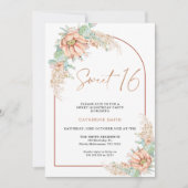 Boho Cactus Pampas Grass Sweet 16 Verjaardag Kaart (Voorkant)