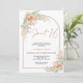 Boho Cactus Pampas Grass Sweet 16 Verjaardag Kaart (Staand voorkant)